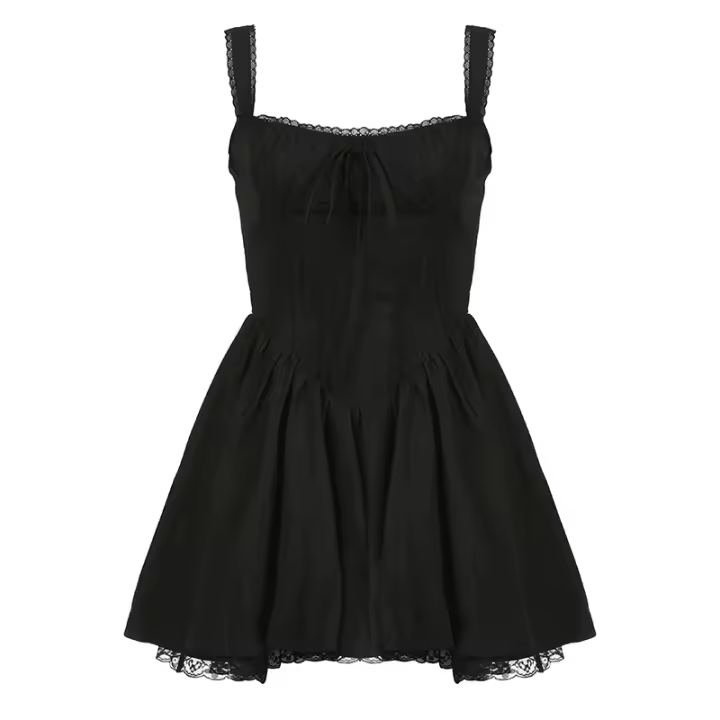 Vestido Mini A-Line De Encaje IAMHOTTY Blanco Sin Mangas Estilo Coquette Elegante Y Dulce Para Fiesta Y Vacaciones Traje De Corset Con Panel De Encaje - 1