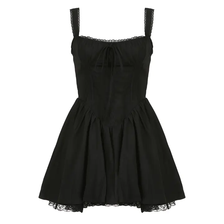 Vestido Mini A-Line De Encaje IAMHOTTY Blanco Sin Mangas Estilo Coquette Elegante Y Dulce Para Fiesta Y Vacaciones Traje De Corset Con Panel De Encaje - 1