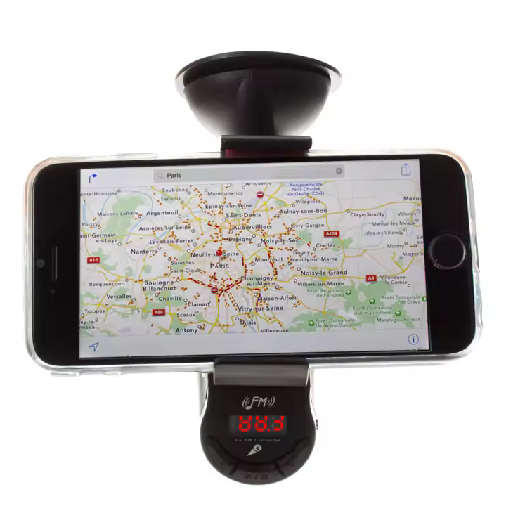 DAM. Manos libres bluetooth FM + soporte de ventosa para movil 360º FM09 16x7x4cm. - 1