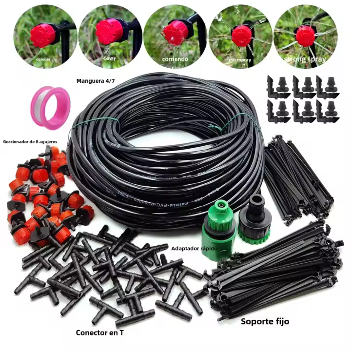 Kit De Riega Drip Para Jardín 10-30M Con 1/4'' Sistema Automático De Riego Para Plantas Bonsái Flores Verduras Invernadero - 1