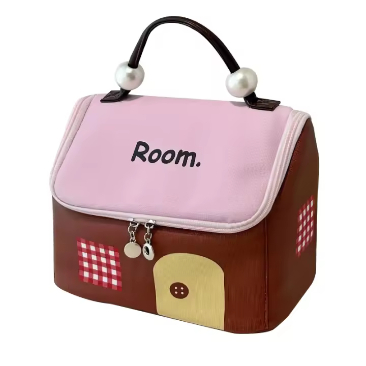 Neceser de mujer, práctico neceser de gran capacidad con ASA para mirarlo fácilmente, color marrón - 1
