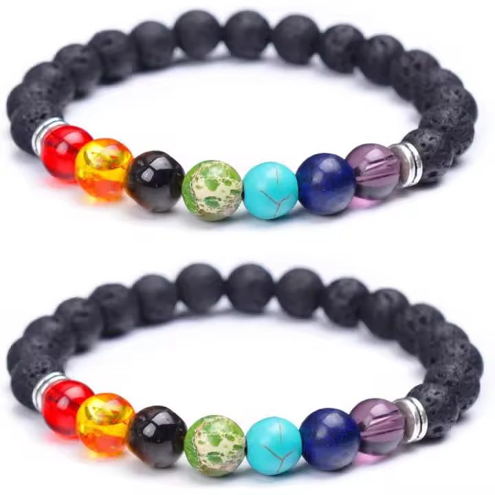 7 Chakra dimusor de Agua Esencial pulsera de Piedra natural pulsera de Las cuentes de yoga para mujeres (Plata) - 1