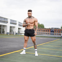 Shorts De Fitness Para Hombre Quick Dry Transpirables Ropa Deportiva Para Gimnasio Y Playa Short De Correr Con Estampado De Letras Talla Verdadera - details 0