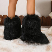 Botas De Nieve Invierno Para Mujer Largo Hasta La Rodilla Peluche Sintético Moda Y2K Cálidas Botas De Piel De Lujo Para Niñas Zapatos De Exterior - details 6