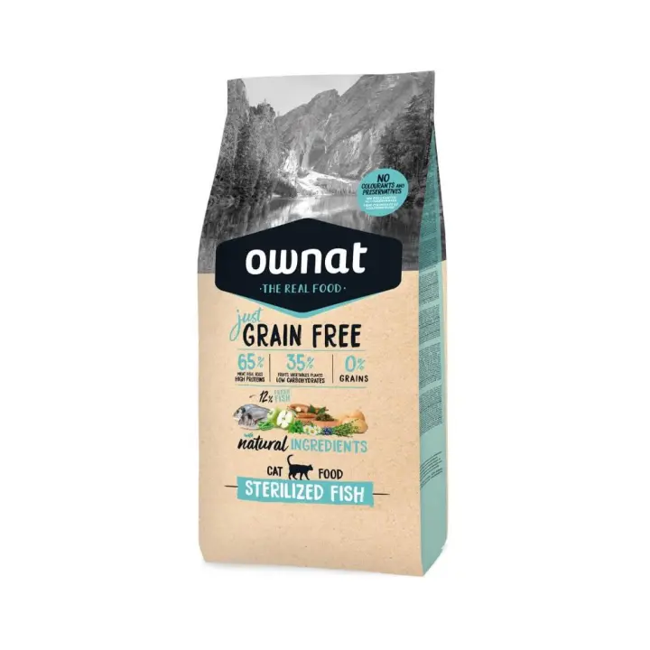 8 Kg - OWNAT Just Grain Free Sterilized Fish Pescado pienso para gatos - 1