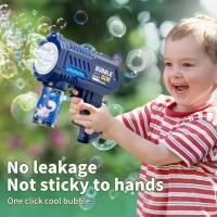 Pistola De Burbujas Eléctrica Para Niños Con 10 Agujeros Máquina Automática De Jabón Para Juegos Al Aire Libre En Verano - details 2