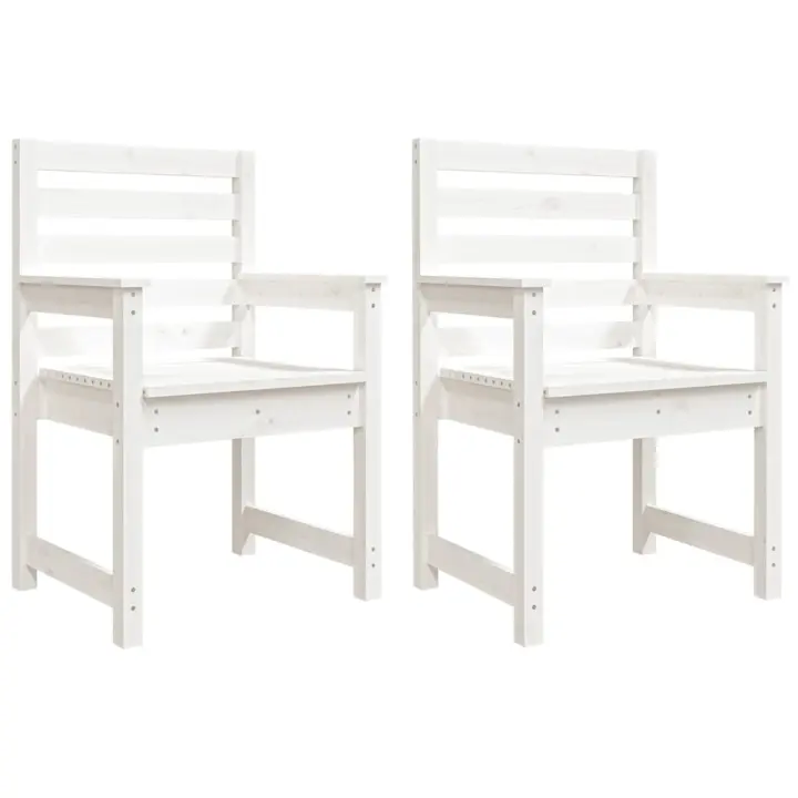 Sillas Jardín 2 UDS Madera Maciza Pino Blanco 60x48x91 cm - 1