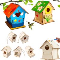 Caja De Pájaros De Madera Miniatura Para Exterior Casa Colgante Para Pájaros DIY Pintura Decoración De Jardín Cova Para Papagayo - details 8