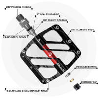 Pedales De Bicicleta BUCKLOS 3 Bearings Ultraligeros Antideslizantes De Aluminio Para MTB Accesorios De Bicicleta Pantalla De Montaje 9/16'' Peso Approx. 296g/M96 286g/R36 - details 7