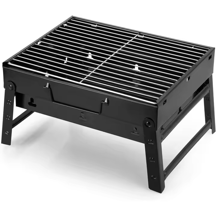 Parrilla de carbón, parrilla plegable portátil ligera para ahumar, parrilla de barbacoa de escritorio pequeño, parrilla al aire libre para camping, picnics, jardín, playa, fiesta, - 1
