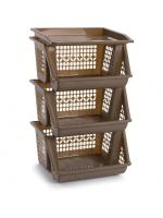 MAXHOME-Verdulero apilable Modelo PLFT Color Blanco 3 cestas, 62 x 38 x 29 cm. Cestas portaobjetos apliables, estantes Multiusos para organizar los Espacios domésticos - details 0