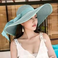 Sombrero De Sol Elegante Para Mujer Gran Sombrilla De Paja Tejida Protección Solar Gorras Para Playa Verano Casual - details 11