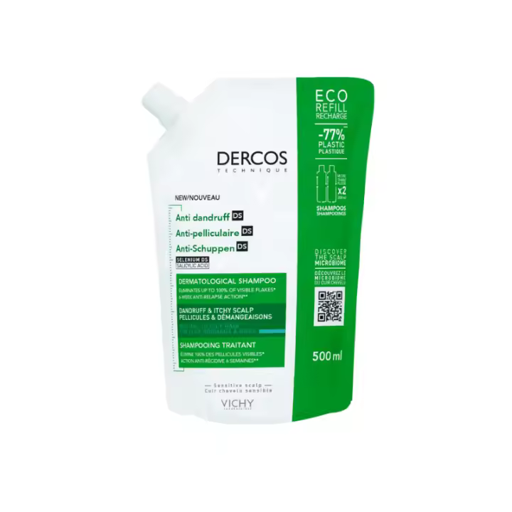 DERCOS Recarga champú anticaspa cabello normal a graso 500ml - 1