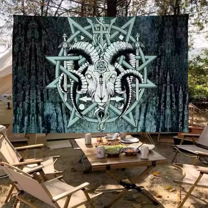 Bandeera De Satán Colorida Para Colgar En La Pared Estilo Bohemio Mandala Decoración De Arte Interior Tamaño Variado Polyester - 1
