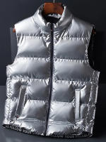 Chaleco De Algodón Grueso Para Hombres Moda Otoño/Invierno 2024 Estilo Casual Cuello Erguido Brillante Tamaño Grande Con Bolsillos Y Cierre De Cremallera - details 8