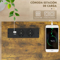 HOMCOM Mesa Consola Industrial Mesa de Entrada de 2 Niveles con Estación de Carga 2 USB y Marco de Acero Mueble de Recibidor para Salón Pasillo 100x24x75 cm Marrón Rústico - details 0