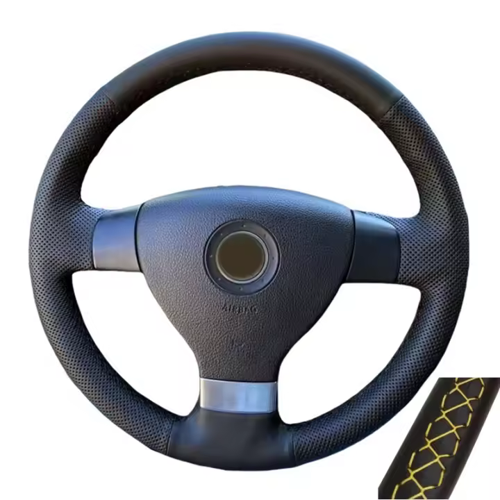 Cubierta De Volante De Cuero Antideslizante Personalizada Para Volkswagen Golf 5 Mk5 VW Passat B6 Jetta 5 Mk5 Tiguan 2007-2011 Tejido Protección Para El Interior Del Coche - 1