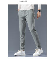 Pantalones Casuales Para Hombre Primavera Otoño 2025 Nuevo Ajustados De Cintura Elástica Color Sólido Negocios Pantalones Talla Media - details 6