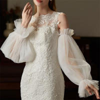 Guantes De Boda Elegantes Para Novia Tules Suaves Borde Volado Blanco Largos Para Damas De Honor Mujer Pageant Prom Cuff - details 3
