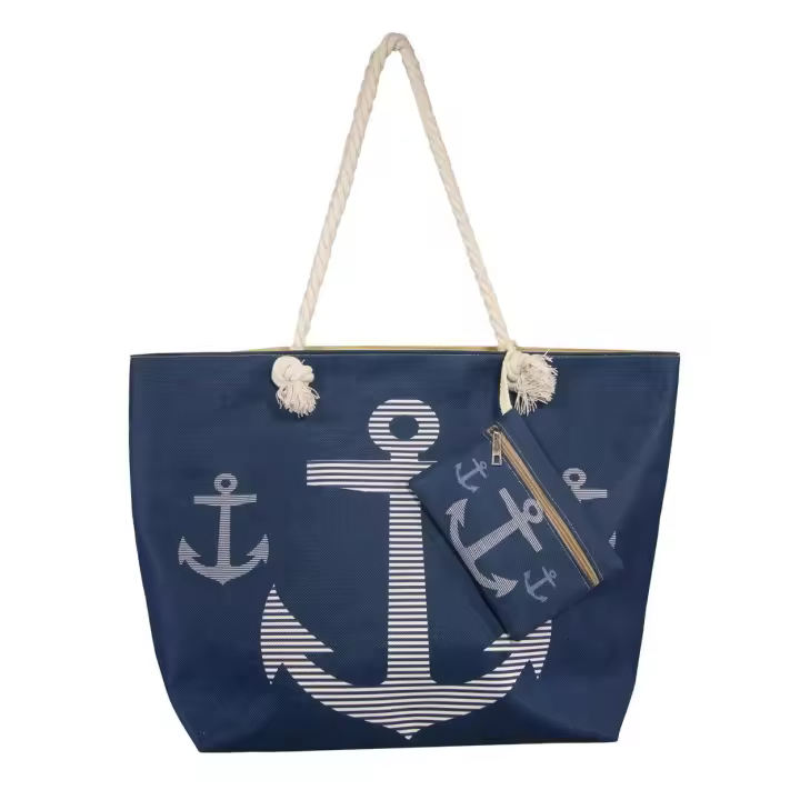 SUN & SURF Bolsa Playa Gran Capacidad con Cremallera 60x40x20cm y monedero a conjunto. Capazo Playa Verano. Asas Cuerda de Hombro. Bolsillos Interiores Cremallera - 1