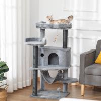 PawHut Árbol Rascador para Gatos Torre para Gatos 107 cm con Cueva de Fieltro Desmontable Hamaca Camas de Felpa Múltiples Plataformas Postes de Sisal y Juguetes Gris - details 1