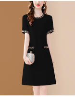Vestido A-Line Elegante Para Mujer EVNISI Con Bordado En Cuello O Y Mangas Cortas Slim Office Lady Casual Para Oficina Y Fiestas - details 7