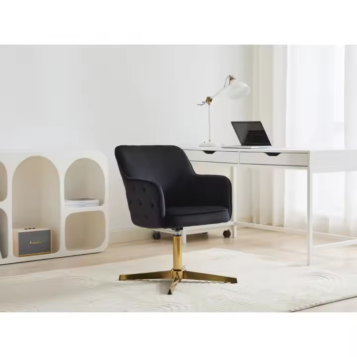 Vente-unique - Silla de oficina - Terciopelo - Negro y dorado - CAPULI de Pascal Morabito - 1
