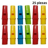 25Pcs Flautas De Cilindro Creativas Para Niños Instrumentos Musicales DIY En Forma Circular (Color Aleatorio) Juguetes De Flautas - details 0