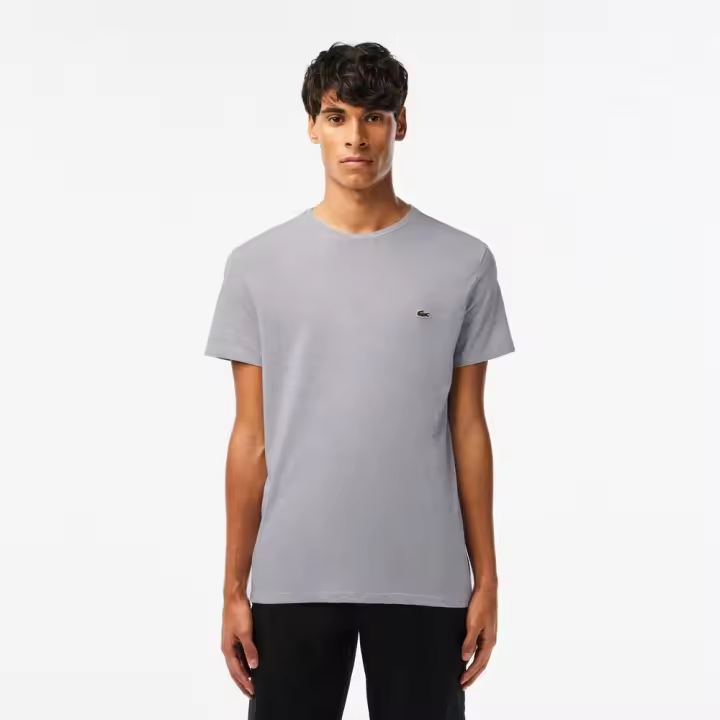 Camiseta Gris Lacoste Pima con Cuello Redondo - 1