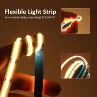 Tira De LED COB Flexible 12V 24V 608leds/m Dual Blanco WW CW NW 2700-6000K Dimmable Iluminación Lineal Decorativa Para Sala De Estar - details 1
