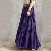 Vestido Maxi Vintage A-Line Para Mujer Color Sólido Casual Con Volantes Y Cintura Imperio Manga Larga Medio Ajuste Longitud Hasta El Tobillo - details 7