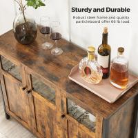 Aparador con puertas de cristal estilo industrial, para comedor, salón, cocina, marrón rústico o marrón turquesa - details 12