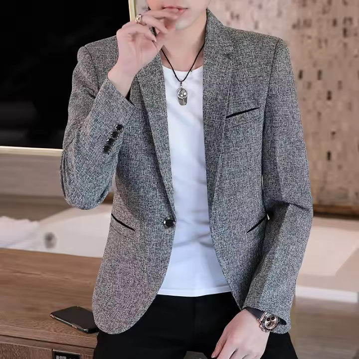 Camisa De Negocios Casual Para Hombre Estilo Coreano Moda 2025 Slim Fit Todo El Año Poliéster Elegante Y Versátil - 1