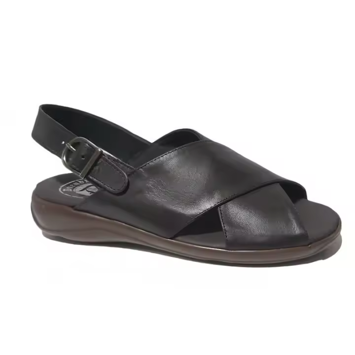 Sandalia Cómoda Duendy Hombre Piel Negra Referencia: 571 Negro. Sandalia clásica de tiras cruzadas y correa para hombre, fabricada en piel Colores: Negro, Marrón. Muy cómoda por la planta de piel acolchada y forro de piel . Suela ligera y resistente - 1