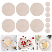 Juego De 6 Tapetes Redondos Tejidos a Mano Para Mesa De Comedor Navidad Y Bodas 34cm Resistente Al Calor Ecológicos De Poliéster Y Algodón - details 6
