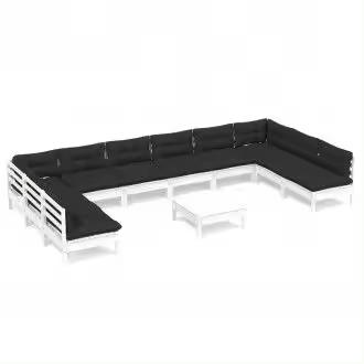 VIDAXL 3097194 juego de muebles para exteriores de madera maciza de pino color blanco y gris antracita 11 piezas - 1