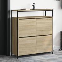vidaXL Mueble Zapatero 4 Cajones Abatibles Estantes Organizador Color Gris sonoma,  Marrón roble,  Roble ahumado - details 3