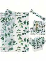 Papel De Tela De Perforación Verde Con Hojas Botánicas Para Empaquetar Regalos Fiesta De Cumpleaños Festivales 10 Hojas Por Pieza - details 2