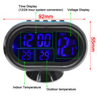 Termómetro Digital Para Coche Con Reloj Y Voltímetro Decoración Luminosa Temporizador DC 12v-24v Mostrador Estacionario Alerta De Congelamiento - details 1