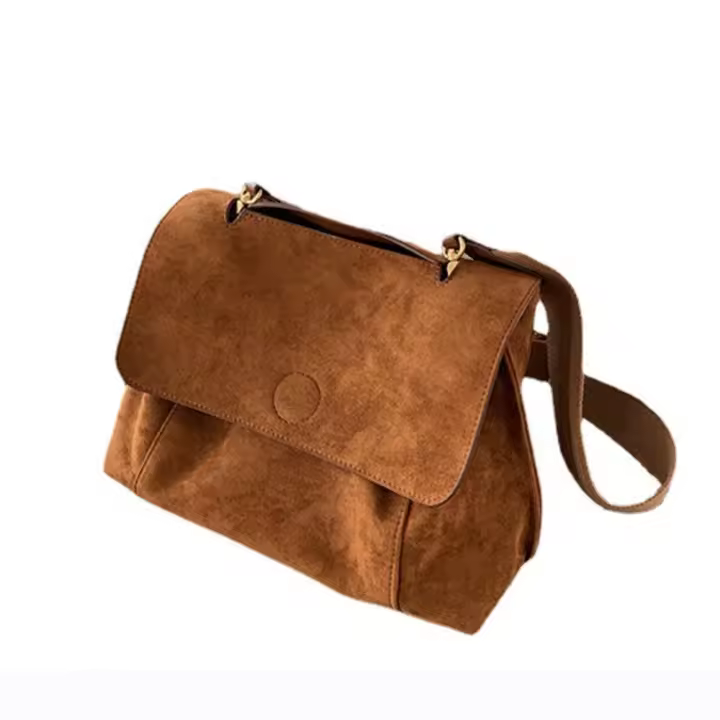 Bolso De Hombre Para Mujer En Cuero Nubuck PU Con Correa Ancha Estilo Vintage Gran Capacidad Bolso Cruzado Diseño Tote Bag - 1