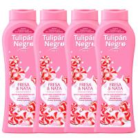 Pack de 4 geles de ducha tulipán negro - gel de baño tulipán negro fresa y crema 650 ml - aroma dulce y cremoso, hidratación y suavidad para el cuidado diario, fragancia irresistible que aporta elasticidad y nutrición - details 0