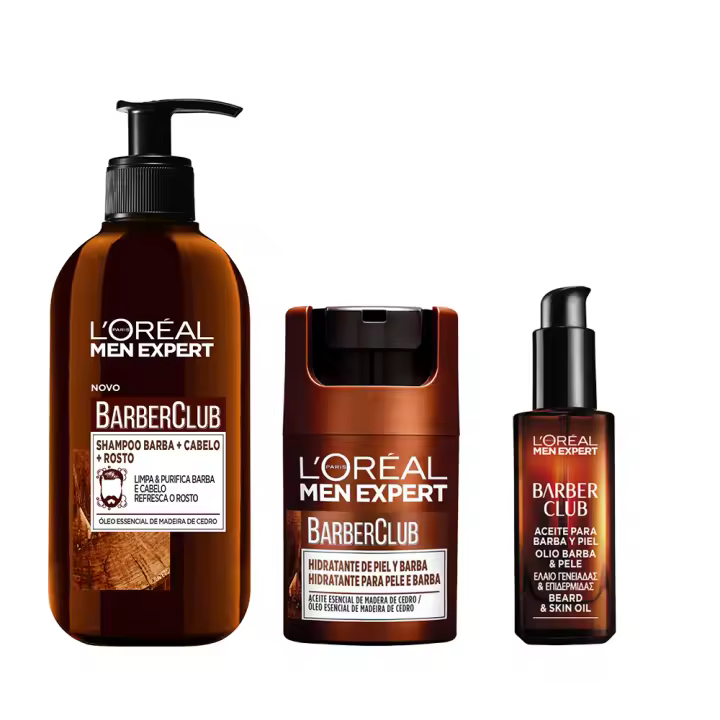 L'Oréal Paris | Rutina Men Expert Barber Club Champú 3 en 1: Barba + Cabello + Rostro 200 ml + HIDRATANTE BARBER CLUB PARA PIEL Y BARBA + Aceite para Barba Larga 30 ml - 1