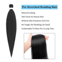 Extensiones De Cabello De Sintético Pre-estirado 26''&30" Textura Yaki Profesional Sin Picazón Para Rizado Con Agua Caliente - details 4