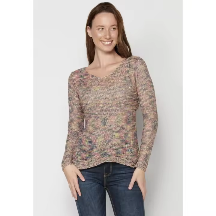 Koroshi Jersey de punto de cuello pico fluido para mujer | Moda Actual - 1