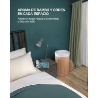 newty Cesto de Bambú con Tapa para la Ropa Sucia Compartimento Cubo Colada Lavandería Plegable con Asa de Cuerda Cesta de Almacenamiento Organizador Cubierta Bolsa Extraíble Laundry Basket Hamper Redondo Cuerda Trenzada Bolsa Interior Caña de Alta Calidad - details 2