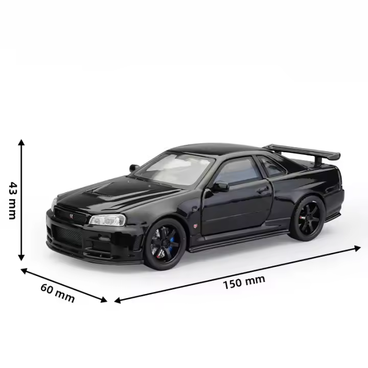 Coche De Deportes Nisaan GTR-R34 Modelo 1:32 Con Sonido Luz Y Función Retroceso Aleación De Metal Miniatura Regalo Para Niños Tamaño Aproximado 15*6*4.3CM - 1