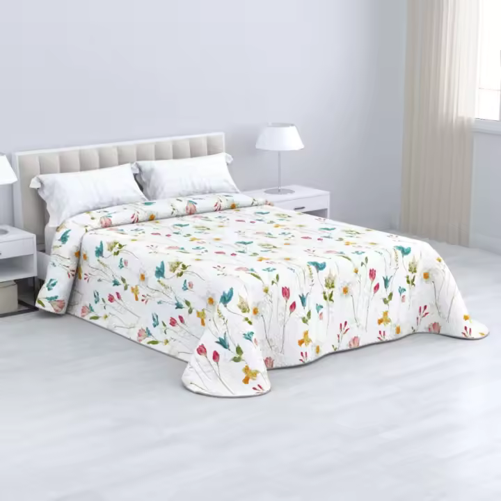 KYTZIAS - Colcha Bouti Verano Estampada para camas de 90, 105, 135 y 150 cm. Colcha de Verano Poliéster. Bouti Reversible liso o estampado. Colcha fina y ligera. No incluye fundas de cojín. - 1