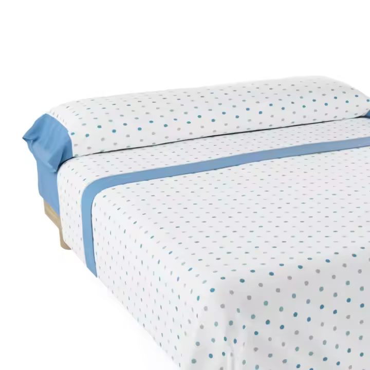 Nalui Juego de Sábanas Maia Azul Tejido Polycotton, Lavable a 30º y Fácil Planchado - 1
