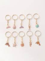 Llavero De Animal Marítimo Para Navidad 10 Piezas Con Colgante De Cuerpo De Pez Delfín Caballito De Mar Y Concha Accesorios De Moda Unisex - details 3