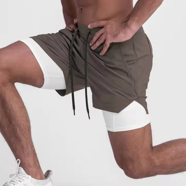 Shorts De Verano 2023 Para Hombre Deporte Fitness Running Doble Capa Quick-drying Two-in-One Estilo Casual Cierre Con Cordón - 1
